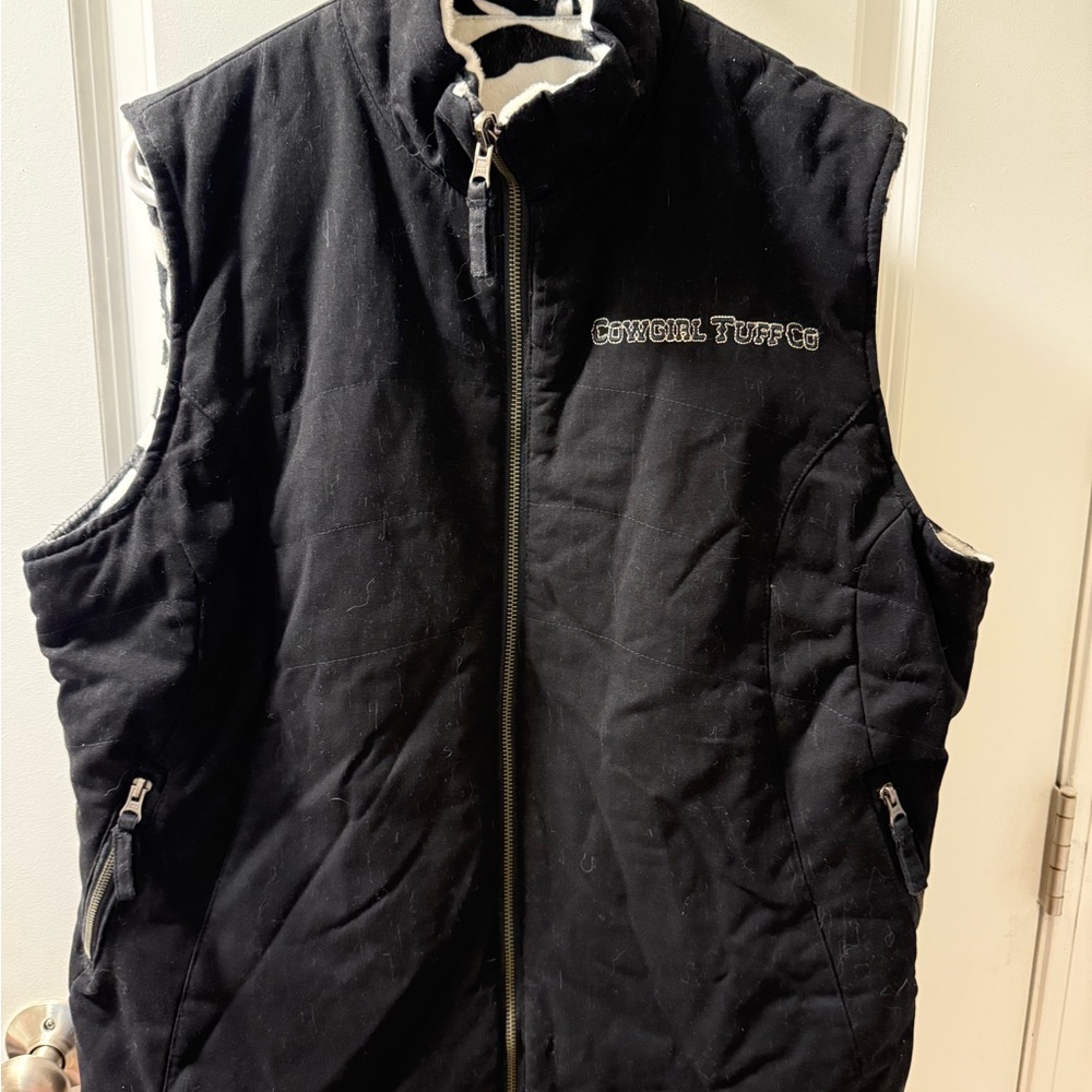 Vintage Early 2000’s Cowgirl Tuff CO Black /Zebra Reversible Quilted Vest